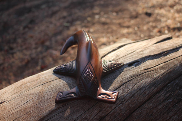 Marquesan hammerhead shark sculpture