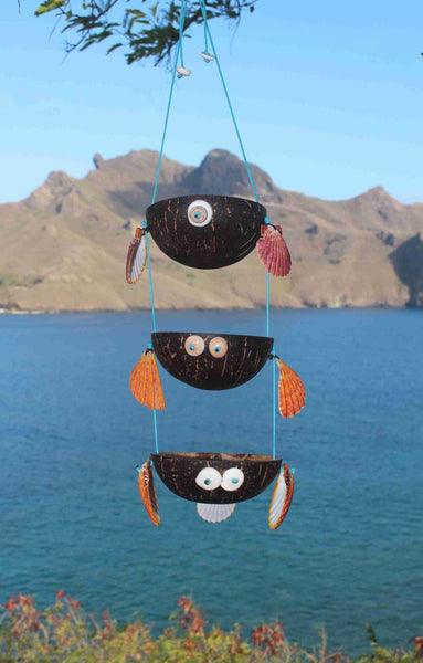 Fish family - coconut décor - Cannibal Art