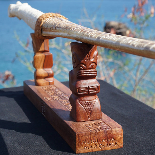 Swordfish rostrum on a Tiki pedestal - Cannibal Art