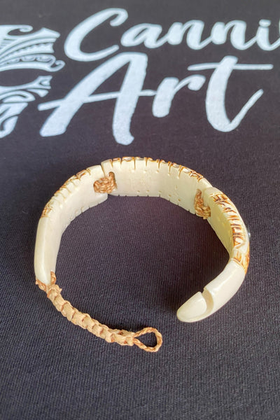 Marquesan Bone Bracelet with Mother of Pearl Eyes - Cannibal Art