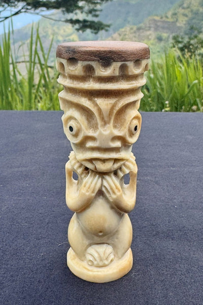 Mini Tiki Sculpture in Bone - Cannibal Art