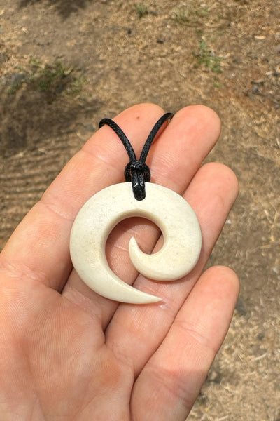 Hand-Carved Marquesan Spiral Bone Necklace