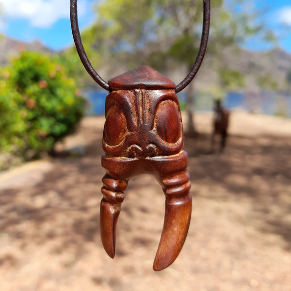 Marquesan Tiki Niho pendant carved in oceanic rosewood