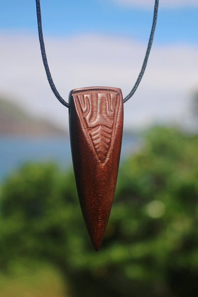 Marquesan wooden pendant carved on Nuku Hiva Island