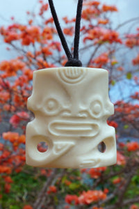Tiki necklace from Nuku Hiva Island carved in bone