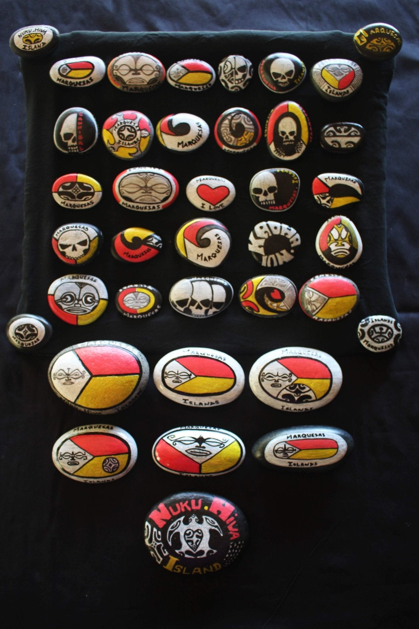 Marquesan fridge magnets (painted) - Cannibal Art