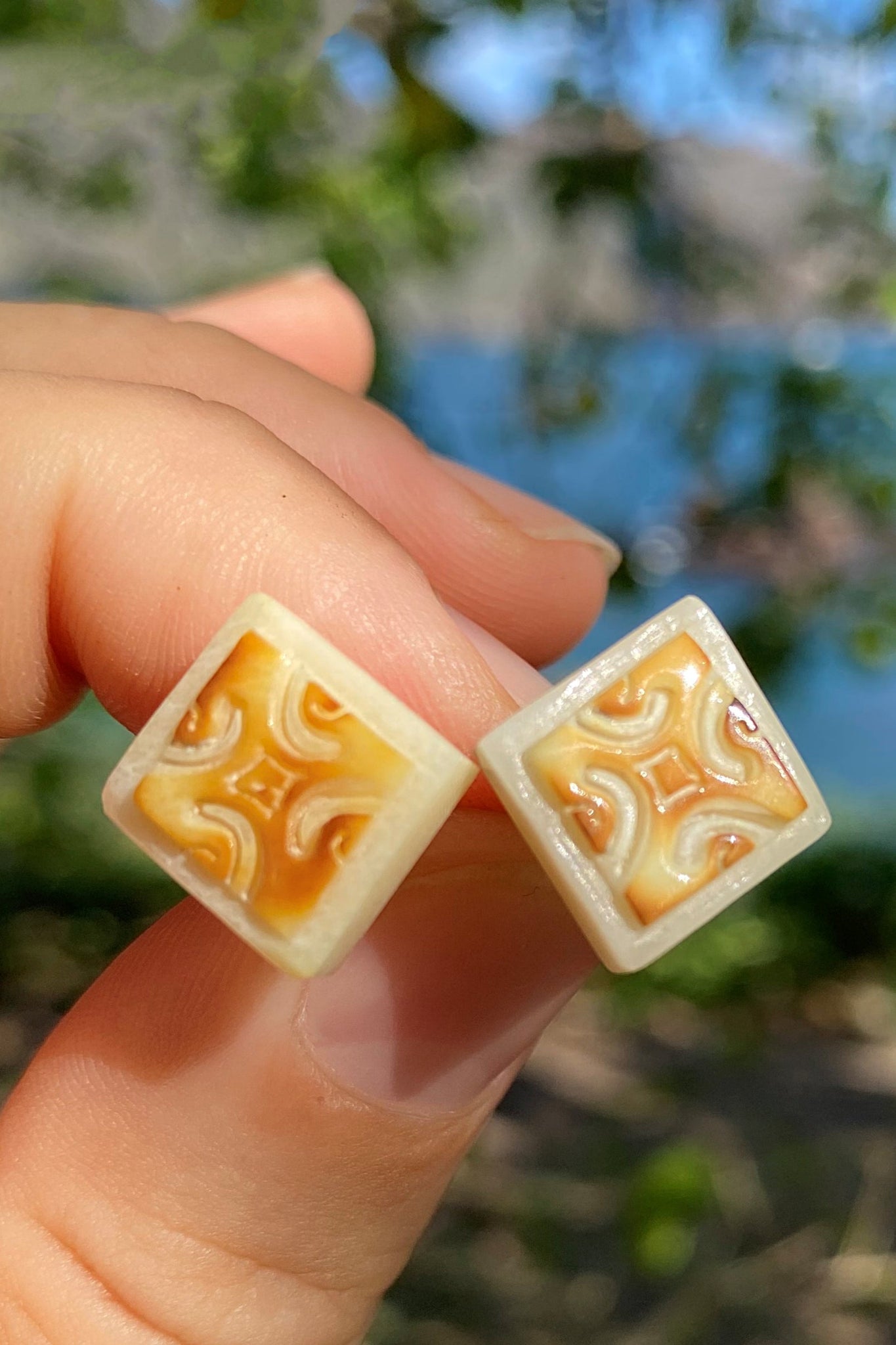 Marquesan bone earrings