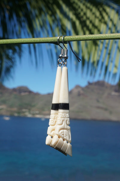 Marquesan bone earrings